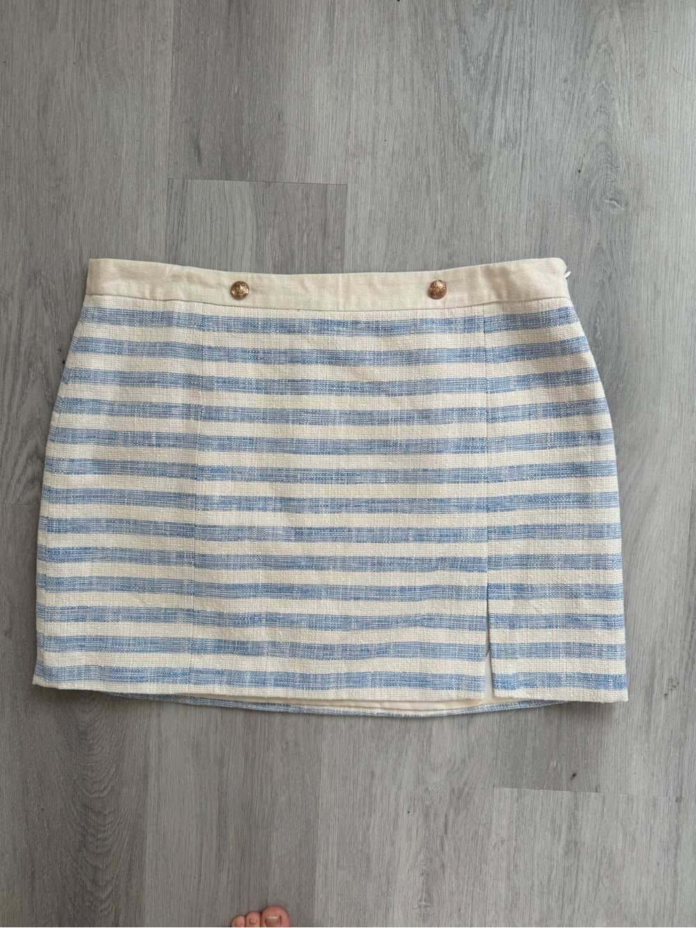 Avec Les Filles Anthropologie Striped Blue White Mini Skirt XL
